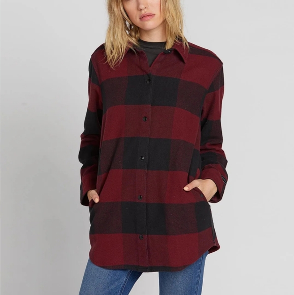 Volcom thick red and black flannel size L - Picture 4 of 5